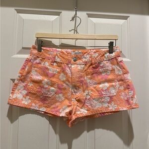 Forever 21 tropical floral print denim shorts size 28